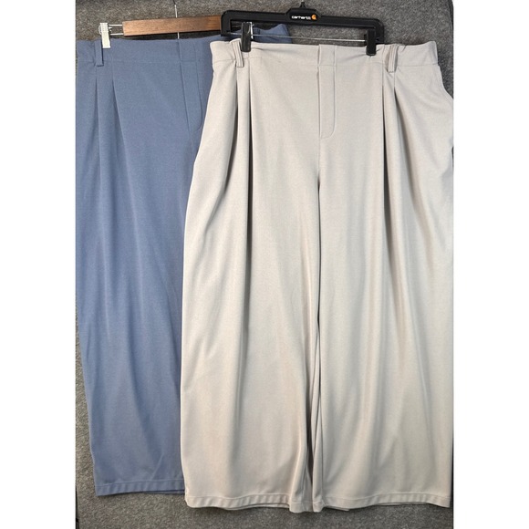 HALARA Pants - Bundle of Halara 2X Wide Leg Pleated Pants Blue Tan High Waisted Ribbed Trousers
